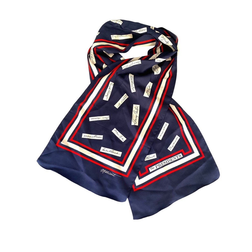 Millicent Vintage The Presidents Signature Scarf Navy Red White Made in Italy